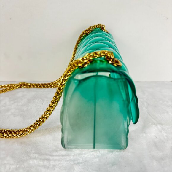 Caleesa Y2K Quilted Ombre Green Jelly Crossbody/Shoulder Small Purse/Handbag Gol - Picture 9 of 16